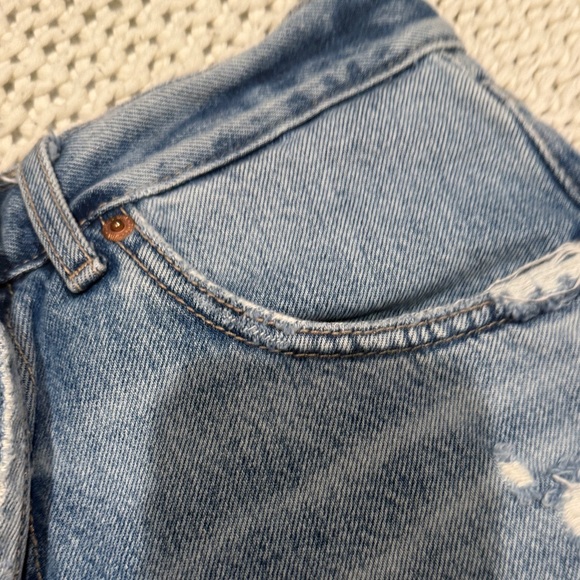 Zara Light Blue Distressed Denim Cutoff Shorts - Picture 4 of 8